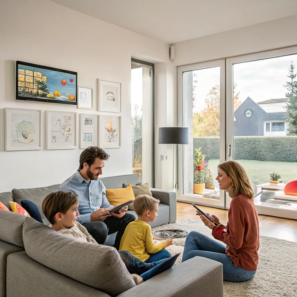 Theodoreson family in their smart living room